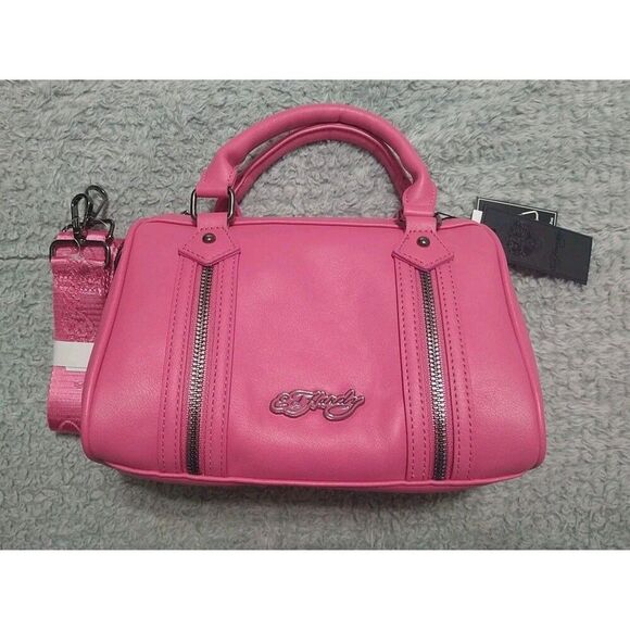 Ed Hardy Top Satchel With Adjustable Strap Bag Nwt Y2K City Artsy Pink - Picture 1 of 13